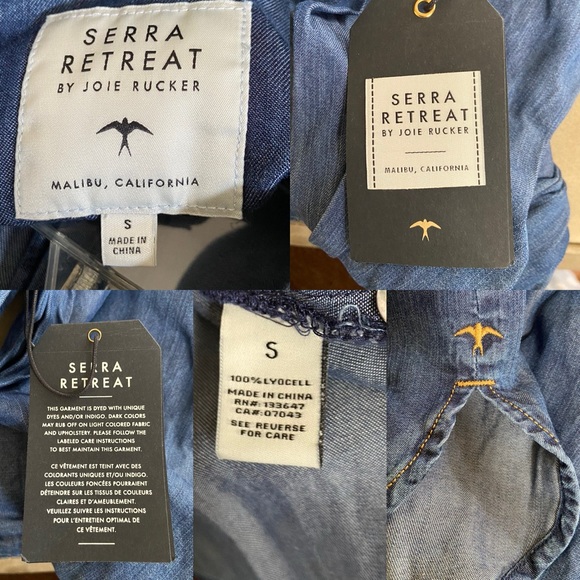 Serra Retreat by Joie Rucker Paradise Cove Chambray Shirt Dress Small New - Picture 8 of 8